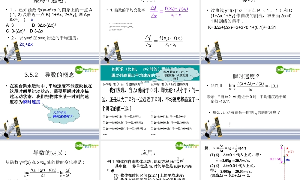 数学：35(导数及其应用-小结)课件(新人教A版选修1-1) 试题