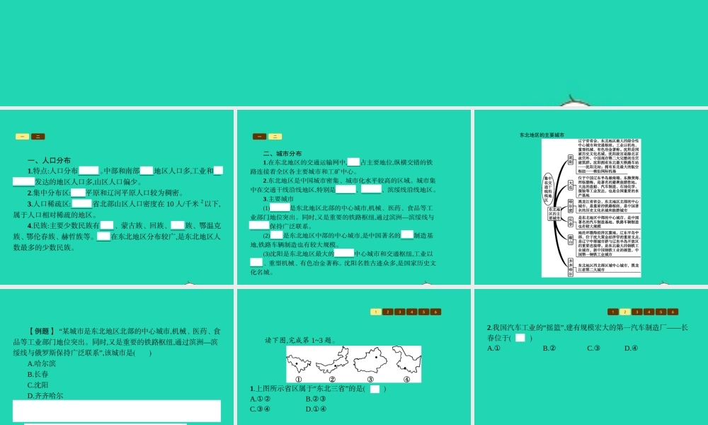 八年级地理下册 6.2 东北地区的人口与城市分布课件 (新版)湘教版 课件