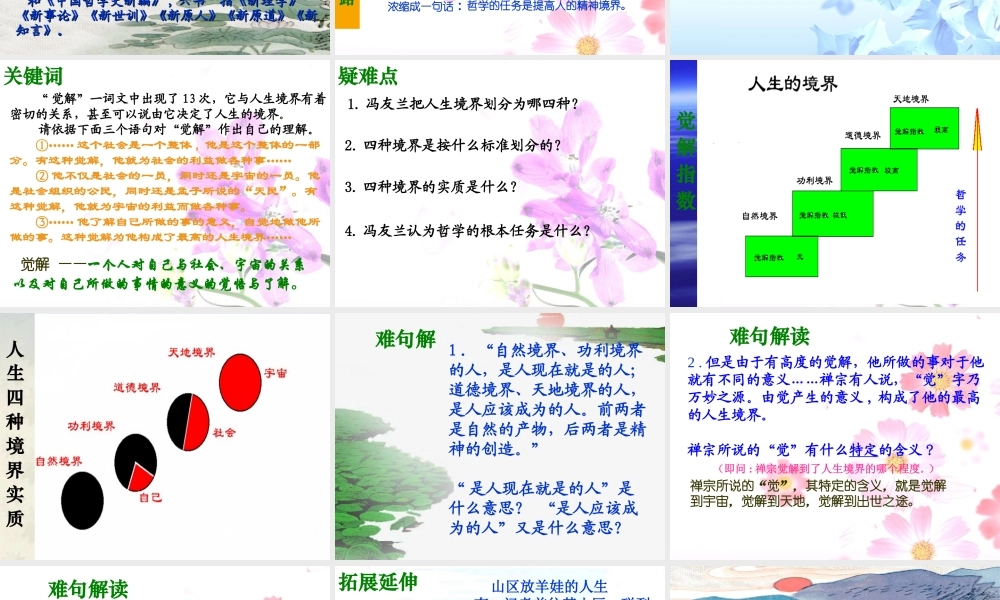 人生的境界 冯友兰 新课标 人教版 课件