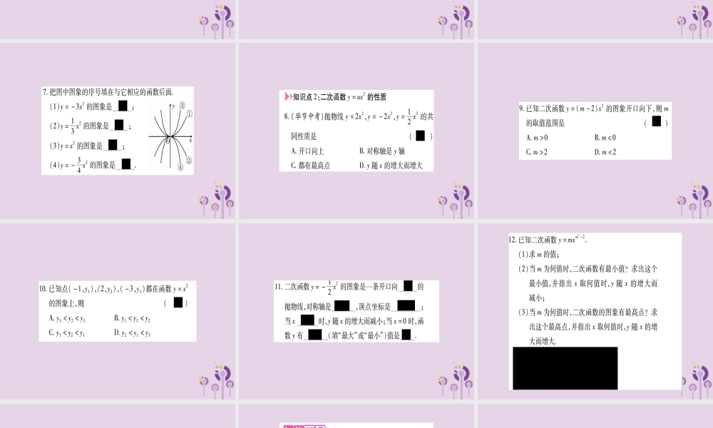九年级数学上册 第二十二章 二次函数 221 二次函数的图象和性质 2212 二次函数的图象和性质作业课件 (新版)新人教版 课件
