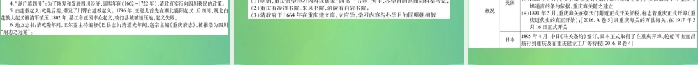 中考历史复习 第一篇 教材系统复习 6 重庆地方史讲解课件