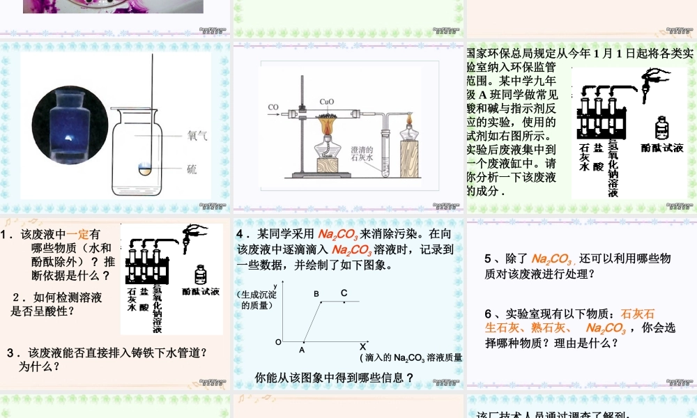 初三化学复习研讨课 实验室污染 新课标 课件