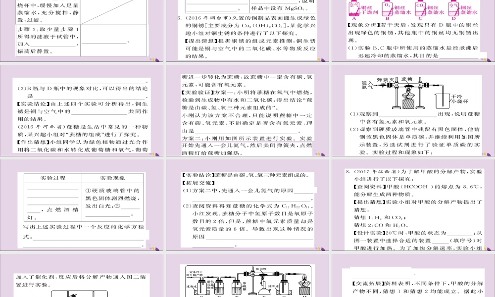 中考化学总复习 第二轮 专题训练 提升能力 专题六 实验探究练习课件