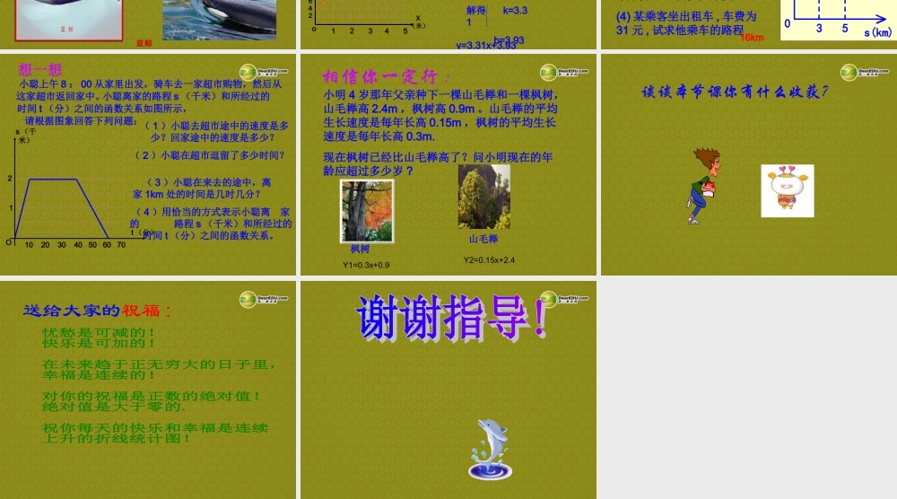 八年级数学上册 7.5 一次函数的简单应用(校公开课)课件 浙教版 课件