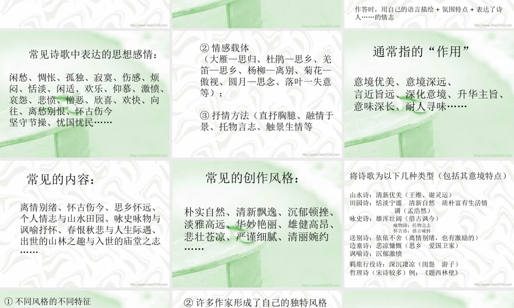 人教版 古典诗歌鉴赏讲义 试题