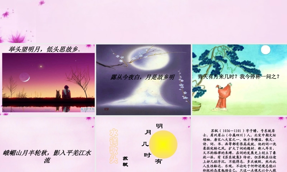 八年级语文下册 第3课(词两首)之水调歌头课件 长春版 课件