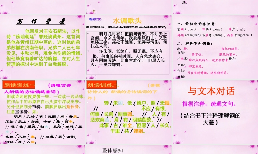 八年级语文下册 第3课(词两首)之水调歌头课件 长春版 课件