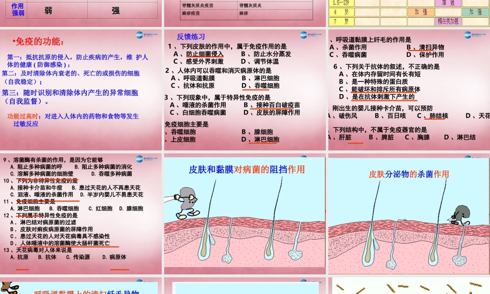 中学七年级生物下册 第七章 第一节 免疫课件 冀教版 课件
