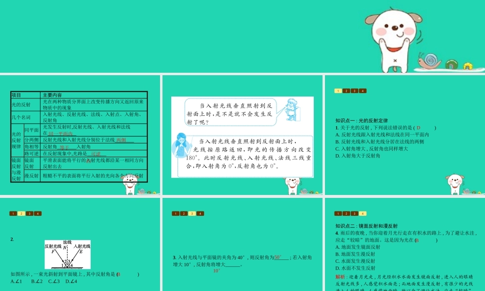 八年级物理上册 5.2 光的反射课件 (新版)北师大版 课件