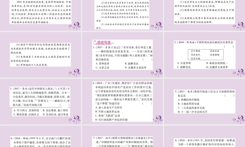 中考历史复习 第二篇 知能综合提升 专题突破7 中外历史上的重要改革课件