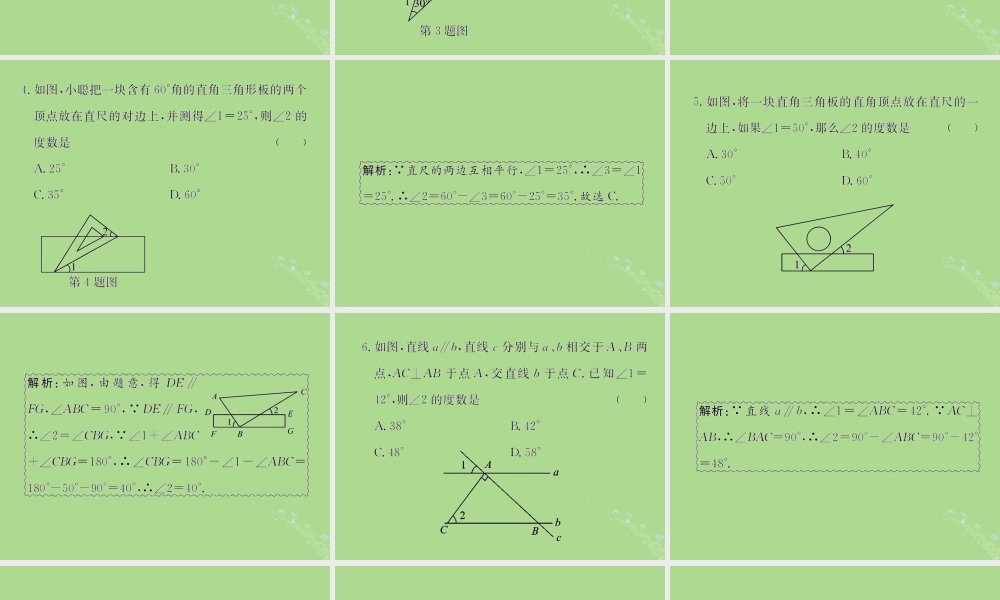 中考数学复习 第16课时 角、相交线与平行线(课后作业)课件