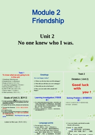 八年级英语(Unit2 No one knew who I was)复习课件(1) 课件