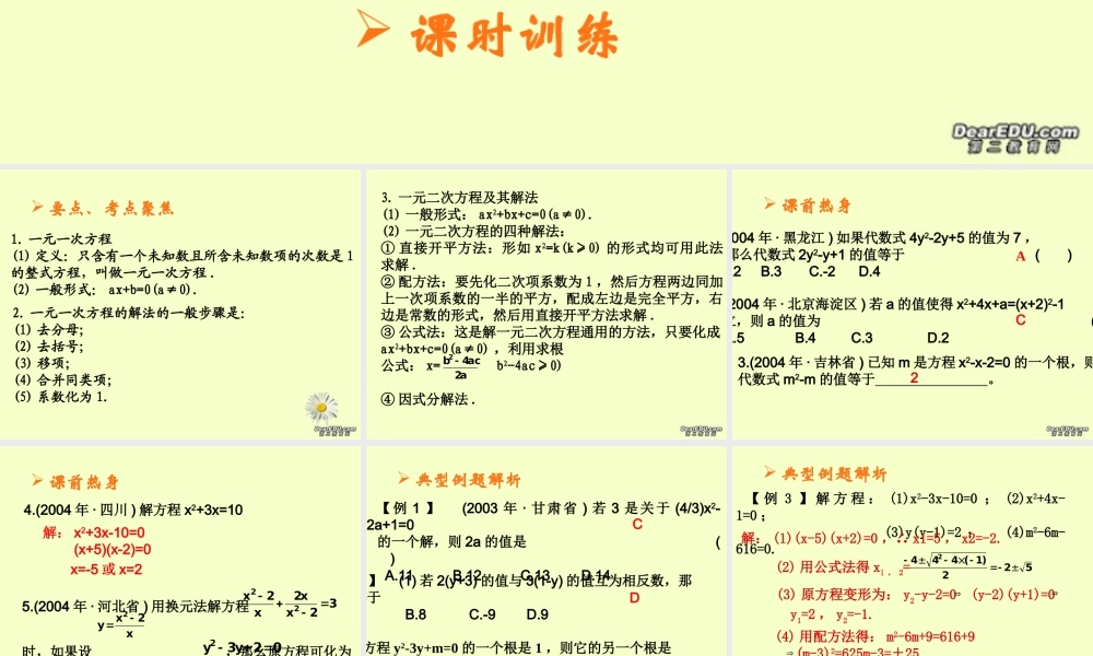 整式方程中考数学复习课件 华东师大版 课件