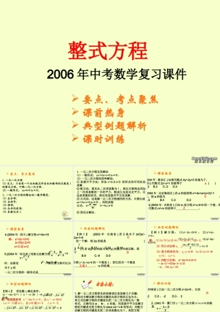 整式方程中考数学复习课件 华东师大版 课件