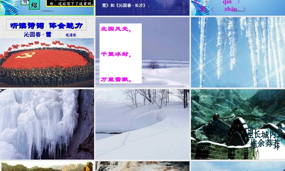 九年级语文上册 毛泽东(沁园春雪)课件 人教新课标版 课件