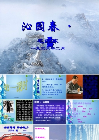 九年级语文上册 毛泽东(沁园春雪)课件 人教新课标版 课件