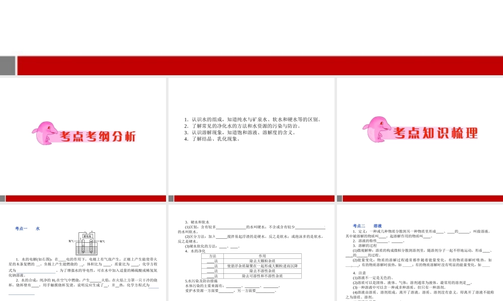 中考化学 专题3水和溶液复习课件