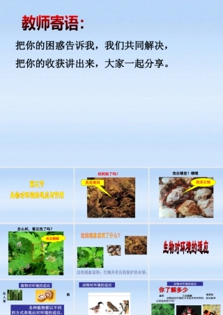 七年级生物上册 (生物对环境的适应和作用)教学课件 济南版 课件