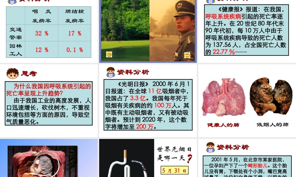 七年级生物下册空气质量与健康课件新人教版 课件