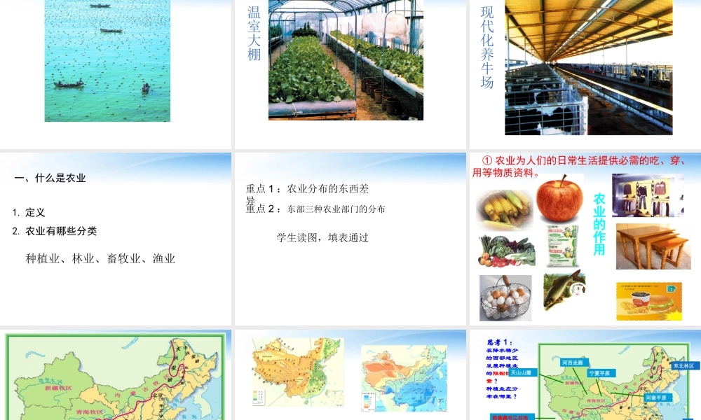 八年级地理上册 第四章中国的经济发展的第二节因地制宜发展农业课件 人教新课标版 课件