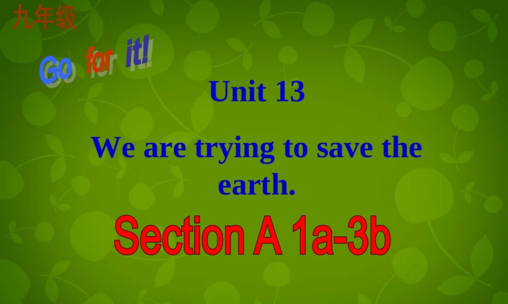 九年级英语全册 Unit 13 We re trying to save the earth Section A(1a 3b)课件 (新版)人教新目标版 课件