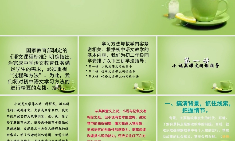 名师指津七年级语文学法 第四讲 阅读—小说课件 新人教版 课件