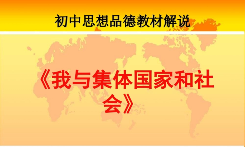 九年级政治 我与集体社会国家 北师大版 课件