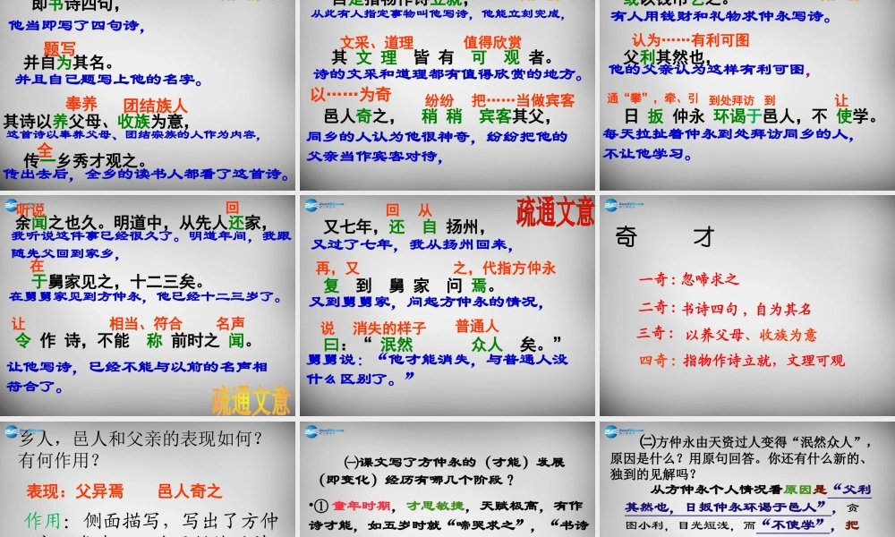 中学七年级语文上册 23(伤仲永)课件 语文版 课件