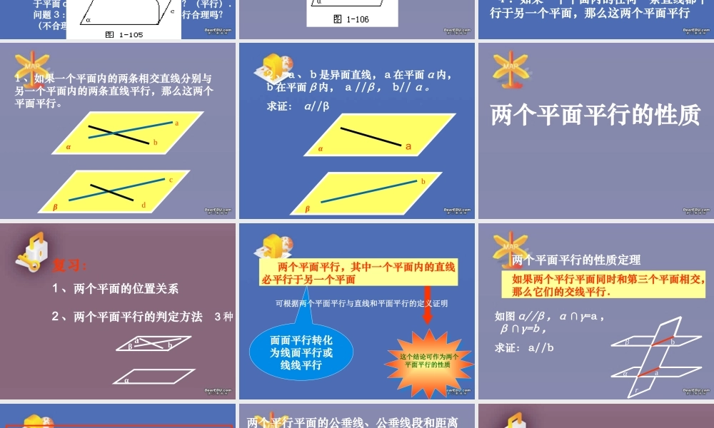 人教版高二数学两个平面平行的判定和性质(二课时) 课件