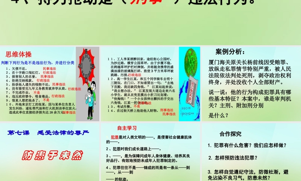 中学七年级政治下册 4.7.3 防患于未然课件 新人教版 课件