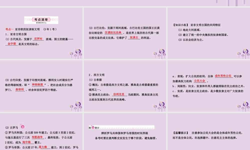 中考历史备战复习 世界史 第十六单元 古代世界文明课件