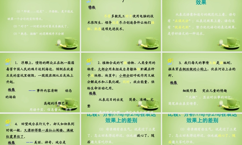 名师指津七年级语文学法 第二讲 克服语病 提高语句的表达效果课件 新人教版 课件