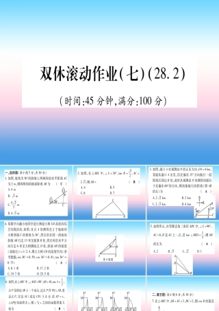 九年级数学下册 双休滚动作业(七)(282)课堂导练课件(含中考真题)(新版)新人教版 课件