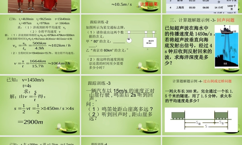 中学八年级物理上册 1.3 运动的快慢课件1 (新版)新人教版 课件