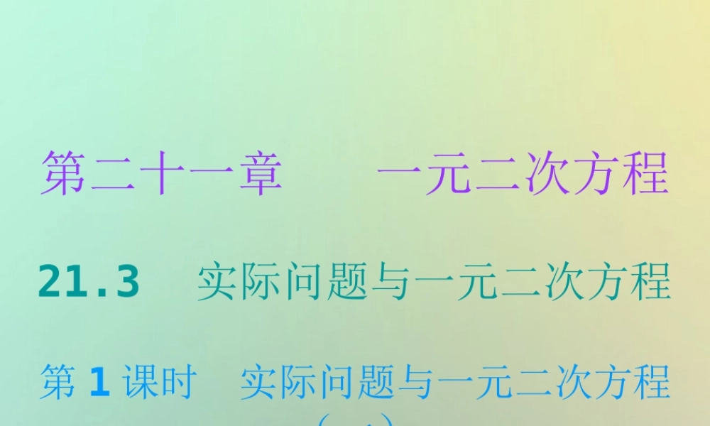 九年级数学上册 第二十一章 一元二次方程 213 实际问题与一元二次方程 第1课时 实际问题与一元二次方程(一)(小册子)课件 (新版)新人教版 课件