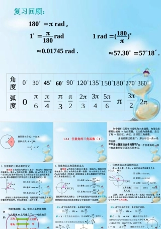 数学 1.2.1任意角的三角函数(1)课件 新人教版A版必修4 课件