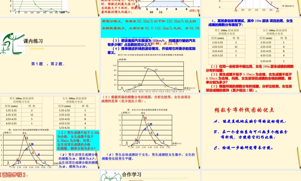 八年级数学下册 3.3(频数分布折线图)课件 浙教版 课件