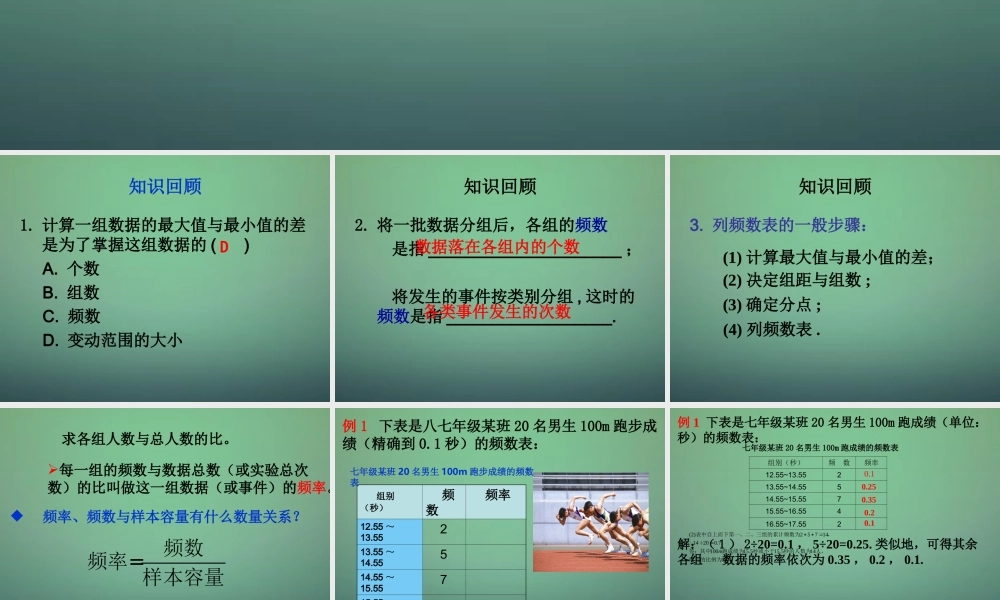 中学七年级数学下册 6.4频数和频率(第2课时)课件 (新版)浙教版 课件