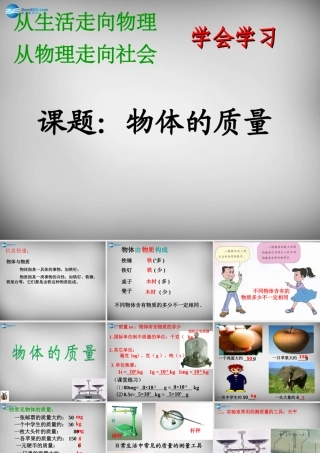 中学八年级物理下册 6.1 物体的质量课件 (新版)苏科版