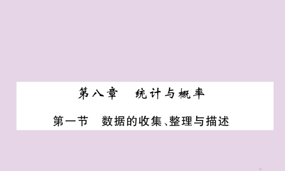 中考数学总复习 第一部分 教材知识梳理 第8章 统计与概率 第1节 数据的收集、整理与描述(精讲)课件
