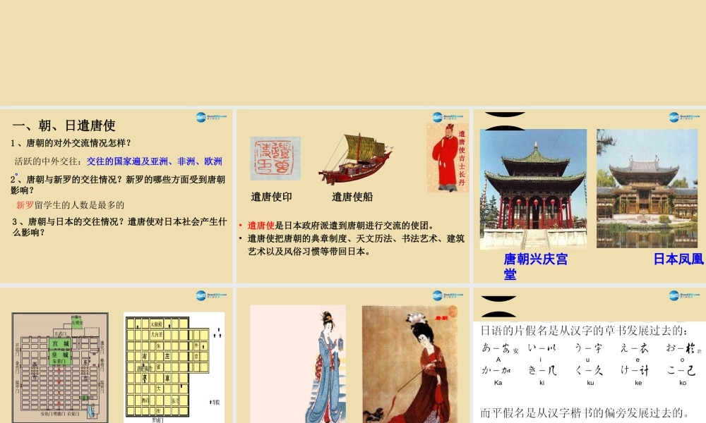 中考历史(唐朝的对外友好往来)复习课件2 课件