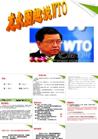 九年级语文(龙永图趣说WTO)课件 语文版 课件