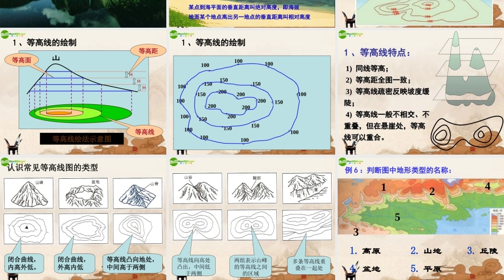 九年级地理 等高线综合复习课件 苏教版 课件