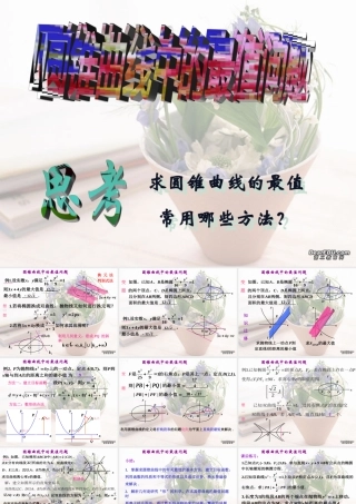 圆锥曲线中的最值问题 人教版 课件
