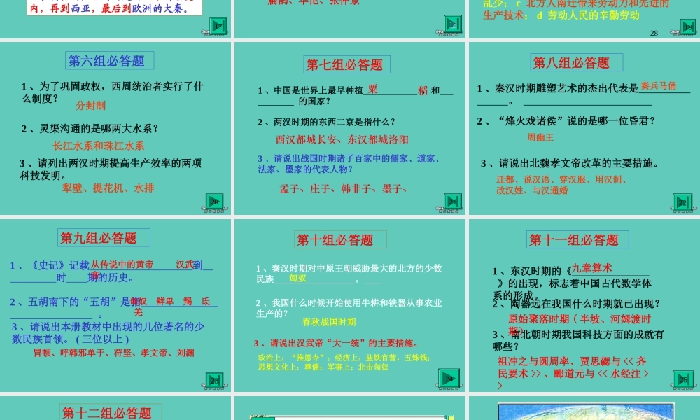 广东地区七年级知识竞赛第一轮历史课件 人教版 课件