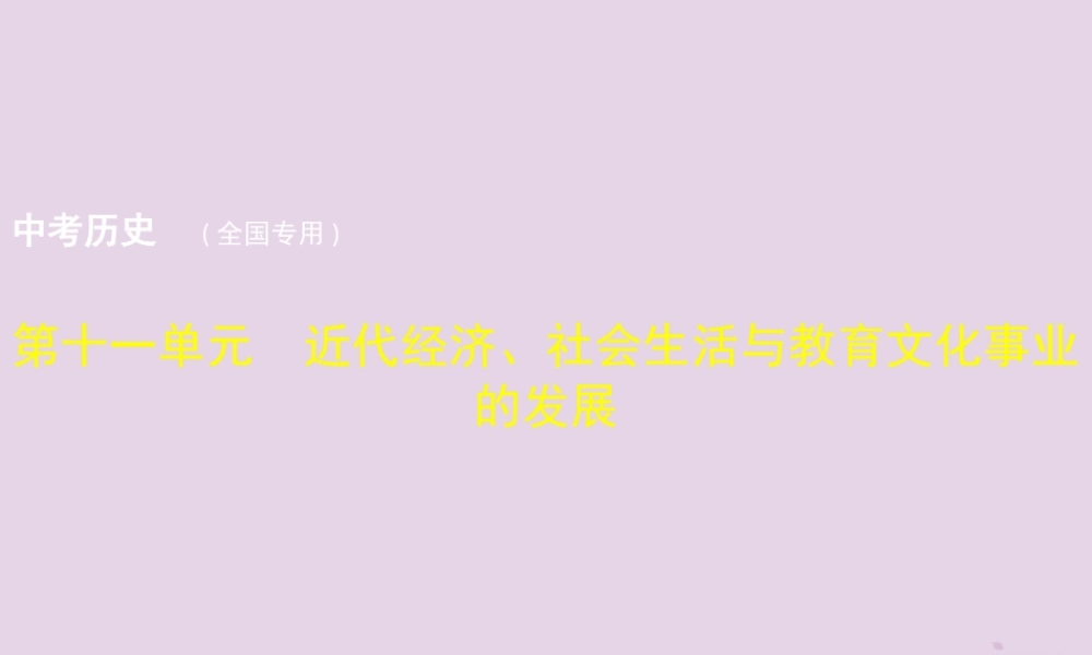 中考历史总复习 第十一单元 近代经济、社会生活与教育试题课件 新人教版 课件