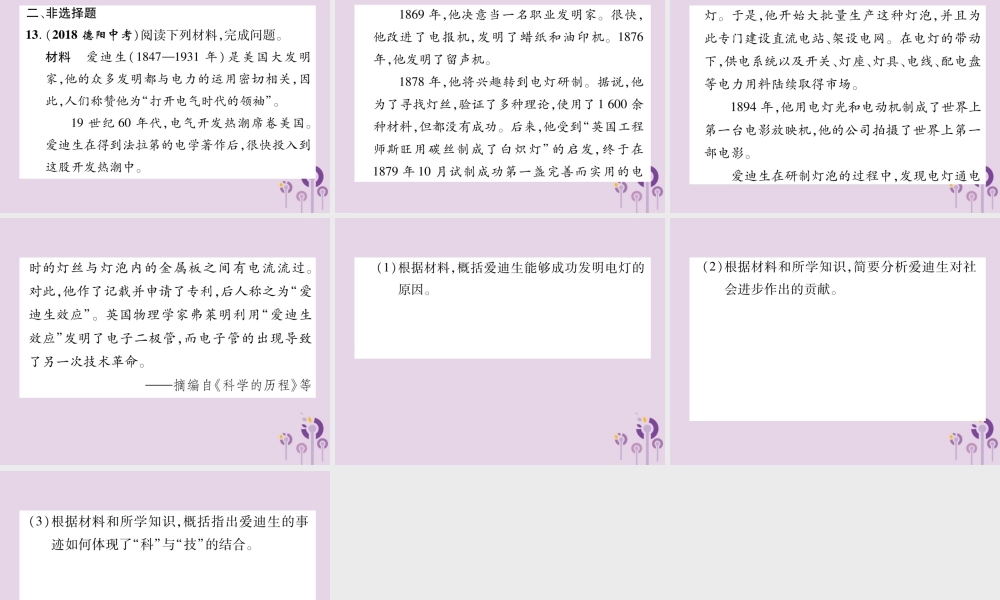 中考历史总复习 第一编 教材知识速查篇 模块三 世界近代史 第19讲 第二次工业革命和近代科学文化(精练)课件