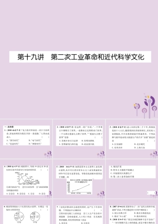 中考历史总复习 第一编 教材知识速查篇 模块三 世界近代史 第19讲 第二次工业革命和近代科学文化(精练)课件