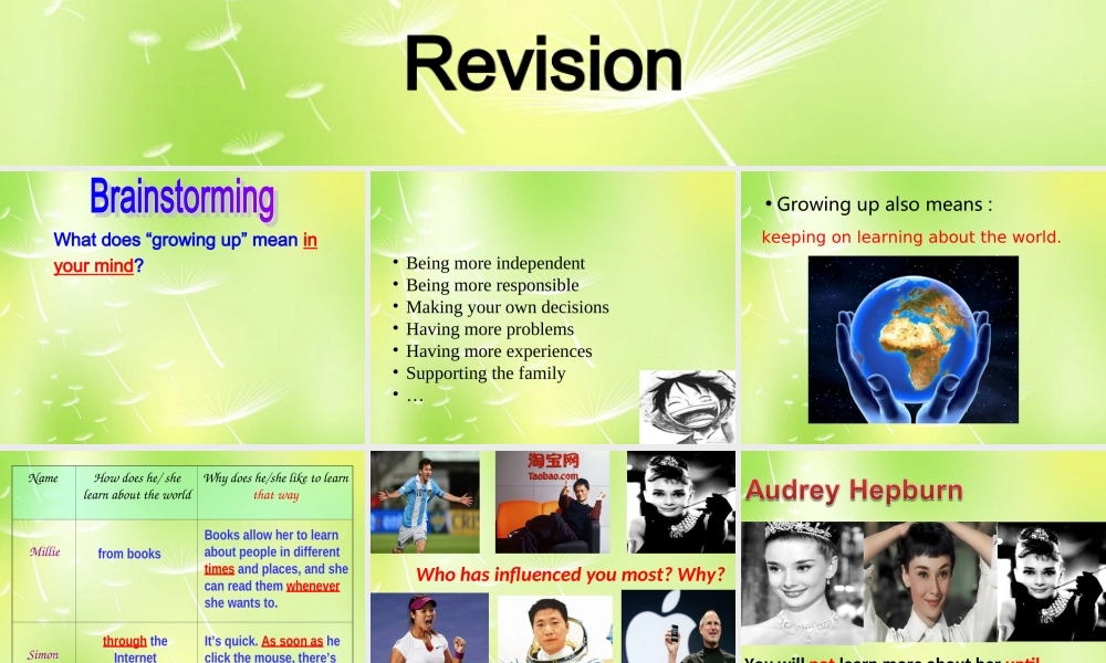 九年级英语上册 Unit 4 Growing up复习课件 (新版)牛津版 课件