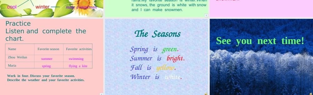 七年级英语下册：Unit 8 Topic 1 What s the weather like in spring Section A课件(仁爱版) 课件